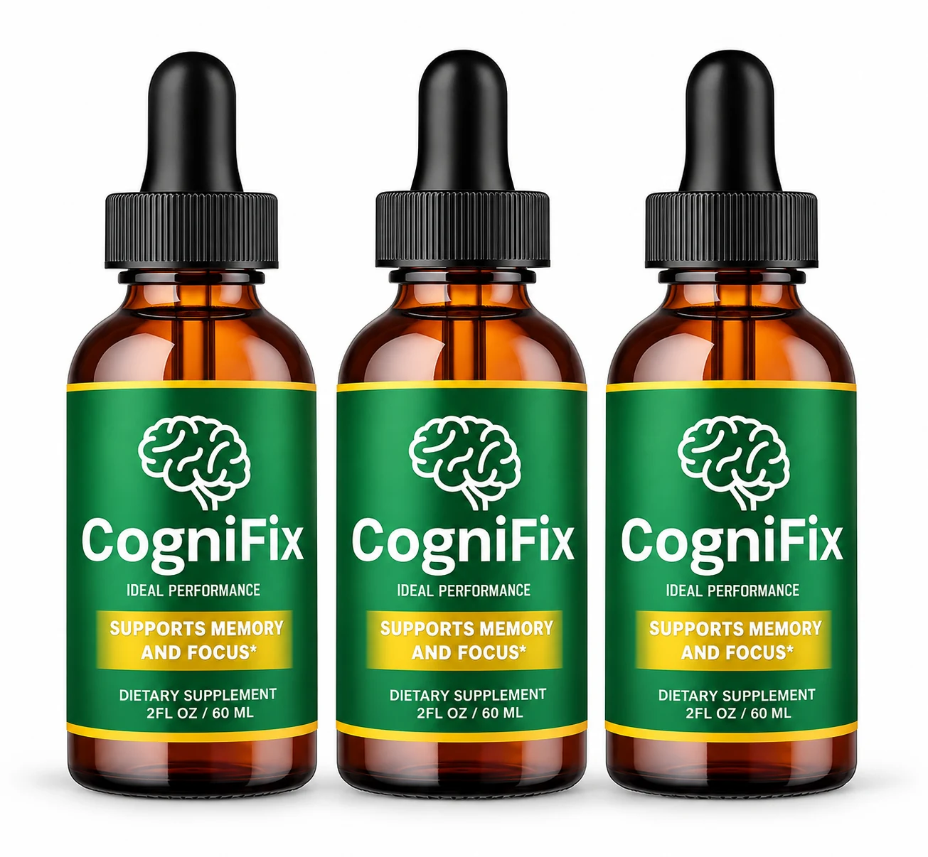 CogniFix™ nootropic brain drops — 3 bottles